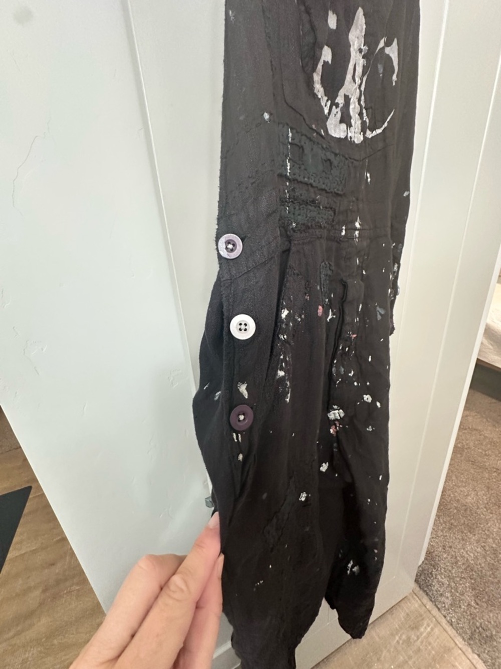 NWT Magnolia Pearl Black Peace  Paint-Splatter Overalls - Picture 5 of 13